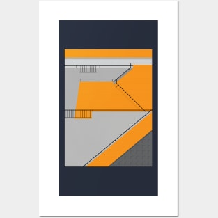 Modernist Orange Staircase Posters and Art